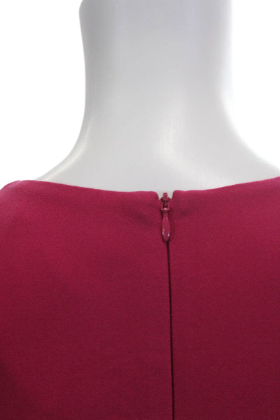 Amanda Uprichard Womens V-Neck Long Sleeve Zipped Sheath Dress Pink Size XS