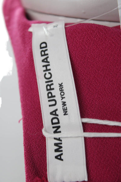 Amanda Uprichard Womens V-Neck Long Sleeve Zipped Sheath Dress Pink Size XS