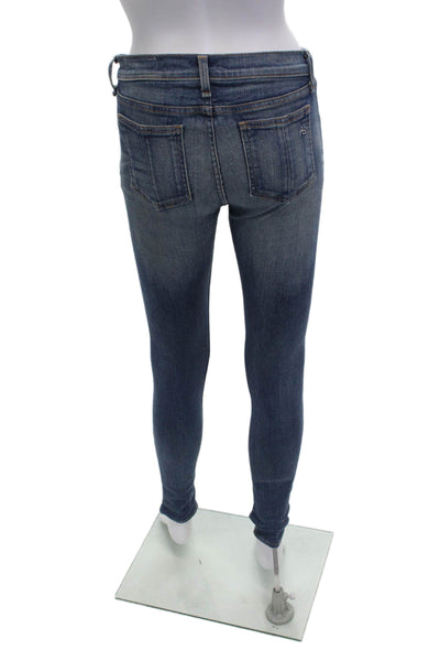 Rag & Bone Womens Cotton Distress Knit Medium Wash Skinny Jeans Blue Size EUR 28