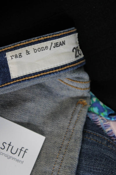 Rag & Bone Womens Cotton Distress Knit Medium Wash Skinny Jeans Blue Size EUR 28