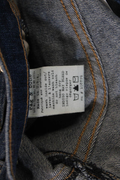 Rag & Bone Womens Cotton Distress Knit Medium Wash Skinny Jeans Blue Size EUR 28
