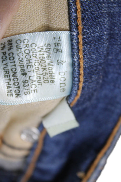 Rag & Bone Womens Cotton Distress Knit Medium Wash Skinny Jeans Blue Size EUR 28
