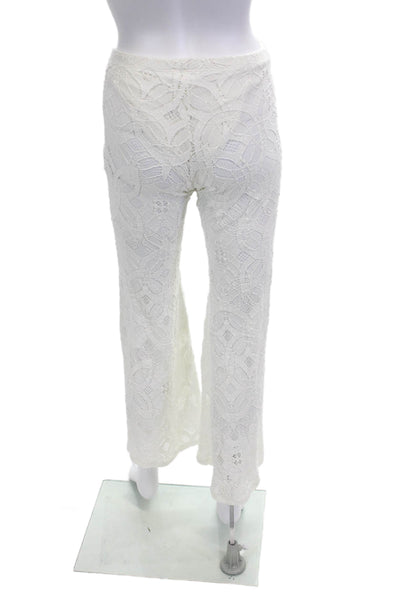 Night Cap Womens Floral Lace Texture Slip-On Flare Leg Casual Pants White Size 4