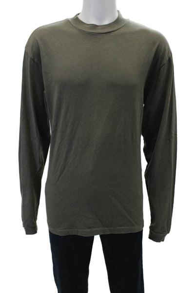 John Elliott Mens Crew Neck Cotton Long Sleeve Shirt Olive Green Size 2
