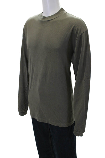 John Elliott Mens Crew Neck Cotton Long Sleeve Shirt Olive Green Size 2