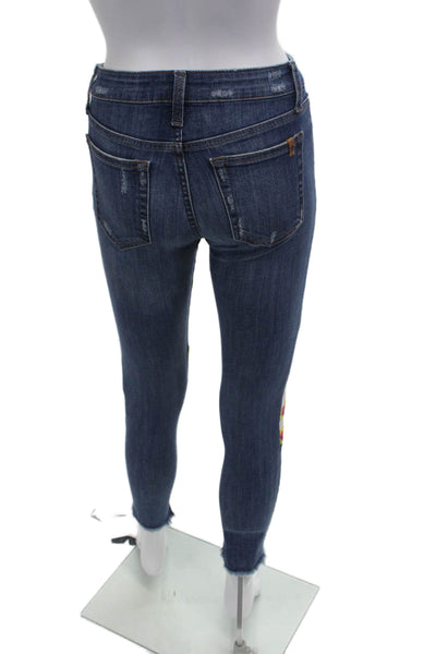 Joes Womens Cotton Graphic Fruit Fringed Hem Skinny Jeans Blue Size EUR 24