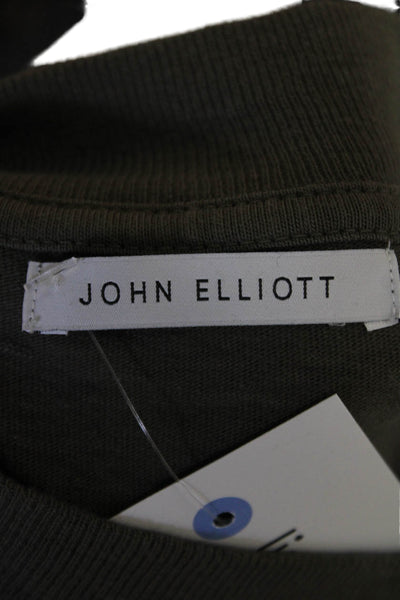 John Elliott Mens Crew Neck Cotton Long Sleeve Shirt Olive Green Size 2