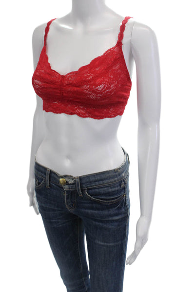 Cosabella Womens Floral Lace Sweetheart Neckline Cropped Blouse Top Red Size M