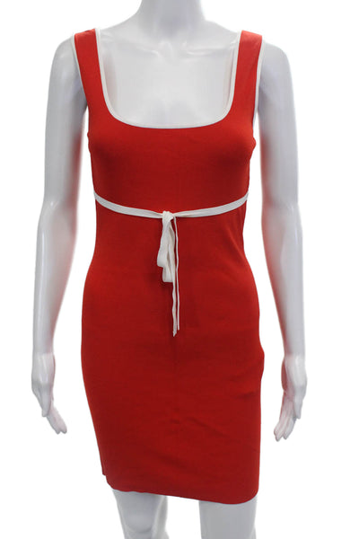 Amanda Uprichard Womens Square Neck Tied Sleeveless Tank Dress Red Size S