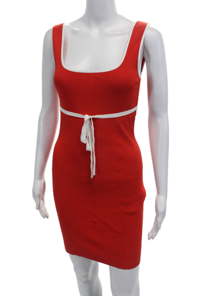 Amanda Uprichard Womens Square Neck Tied Sleeveless Tank Dress Red Size S