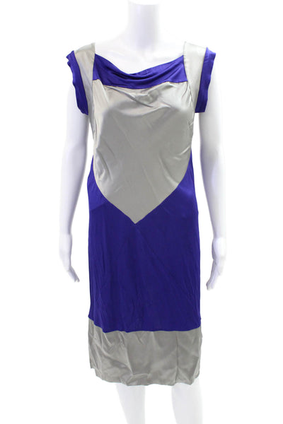 Philosophy di Alberta Ferretti Womens Sleeveless Dress Blue Grey Size 8