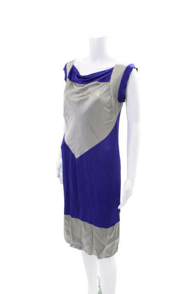Philosophy di Alberta Ferretti Womens Sleeveless Dress Blue Grey Size 8