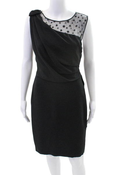 Max Mara Womens Sleeveless Ruched Mid Calf Sheath Dress Black Size 8