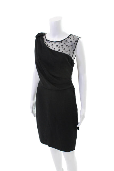 Max Mara Womens Sleeveless Ruched Mid Calf Sheath Dress Black Size 8