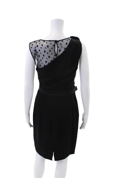 Max Mara Womens Sleeveless Ruched Mid Calf Sheath Dress Black Size 8