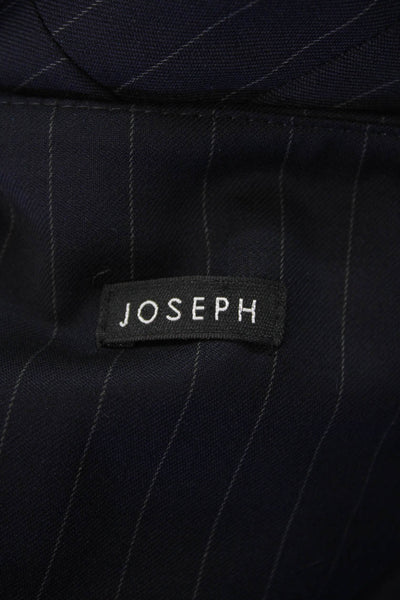 Joseph Womens Pinstriped Short Sleeves Belted Dress Navy Blue Wool Size EUR 36