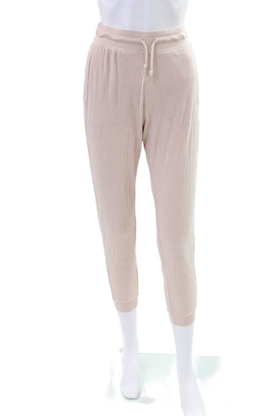 Skin Womens Cotton Drawstring Tied Ribbed Jogger Pants Pink Size 0