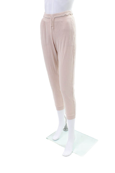 Skin Womens Cotton Drawstring Tied Ribbed Jogger Pants Pink Size 0