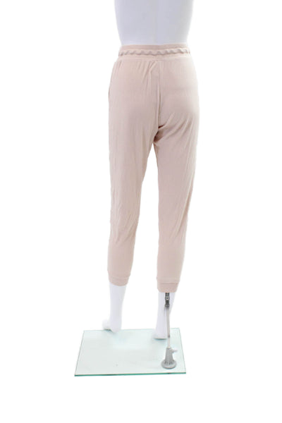 Skin Womens Cotton Drawstring Tied Ribbed Jogger Pants Pink Size 0