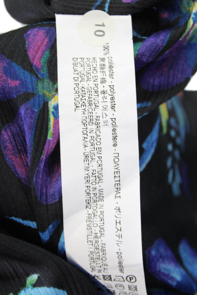 Zara Woman Long Sleeve Floral Tie Front Blouse Black Size S