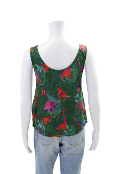 Bleu Tango Womens Scoop Neck Dinosaur Print Tank Green Size 36