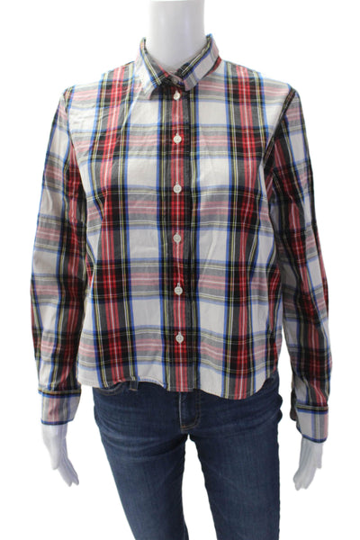 J Crew Womens Cotton Plaid Print Long Sleeve Button Down Shirt Multicolor Size S