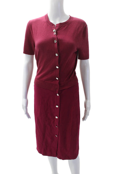 Altuzarra Womens Asymetrical Button Down Contrast Dress Berry Pink Size 38