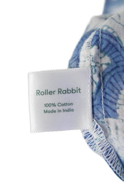 Roller Rabbit Womens Cotton Long Sleeve V-neck Pattern Top Blue Size 02