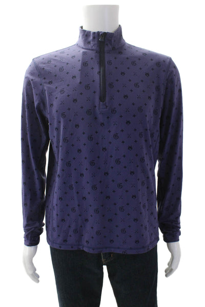 Greyson Mens Long Sleeve Graphic Print V-neck Shirt Purple Size S