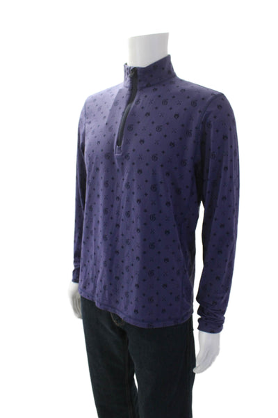 Greyson Mens Long Sleeve Graphic Print V-neck Shirt Purple Size S