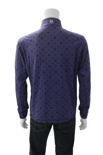 Greyson Mens Long Sleeve Graphic Print V-neck Shirt Purple Size S