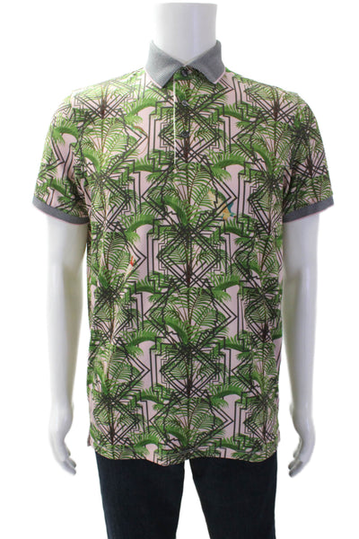 Greyson Mens Textured Short Sleeve Printed Polo T-Shirt Green Size S