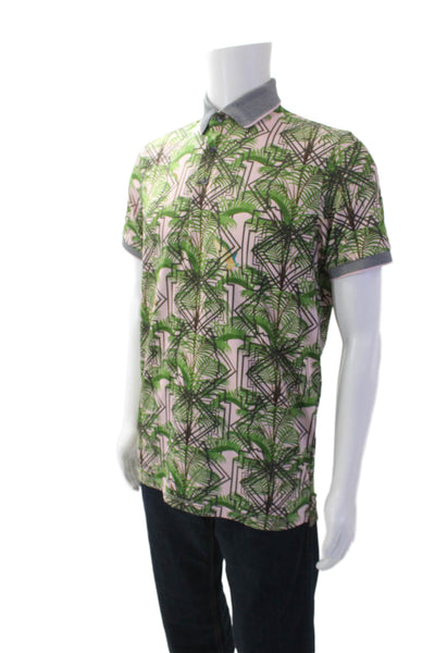 Greyson Mens Textured Short Sleeve Printed Polo T-Shirt Green Size S