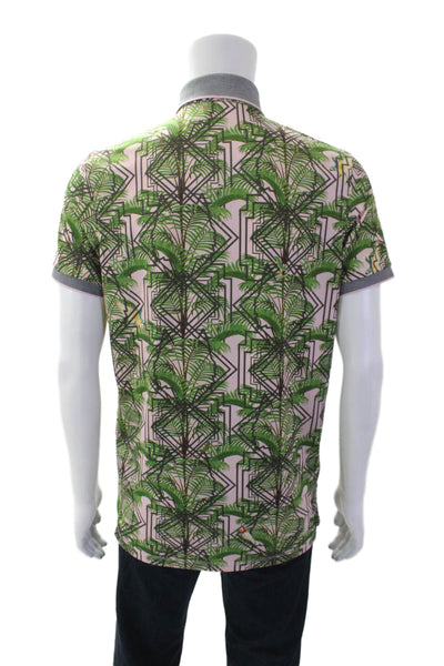 Greyson Mens Textured Short Sleeve Printed Polo T-Shirt Green Size S
