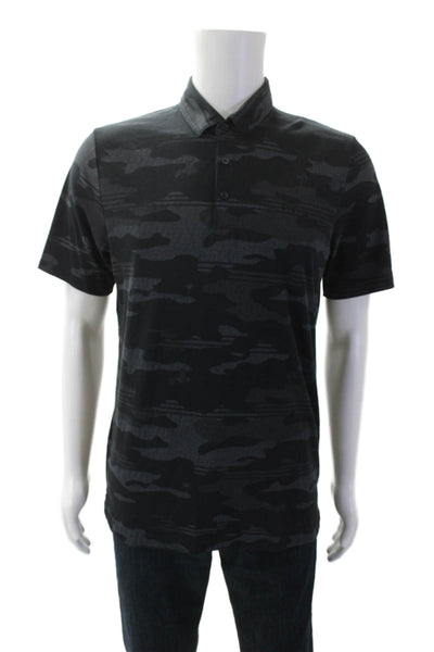 Travis Mathew Mens Short Sleeve V-neck Camo Print Polo Top Black Size M