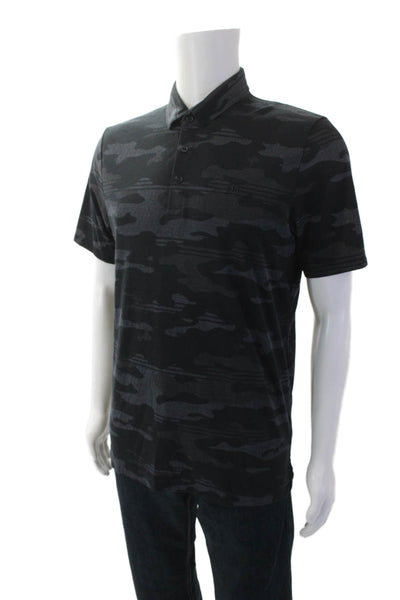 Travis Mathew Mens Short Sleeve V-neck Camo Print Polo Top Black Size M