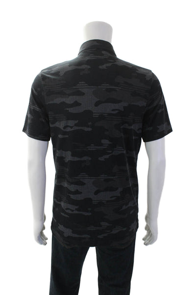 Travis Mathew Mens Short Sleeve V-neck Camo Print Polo Top Black Size M