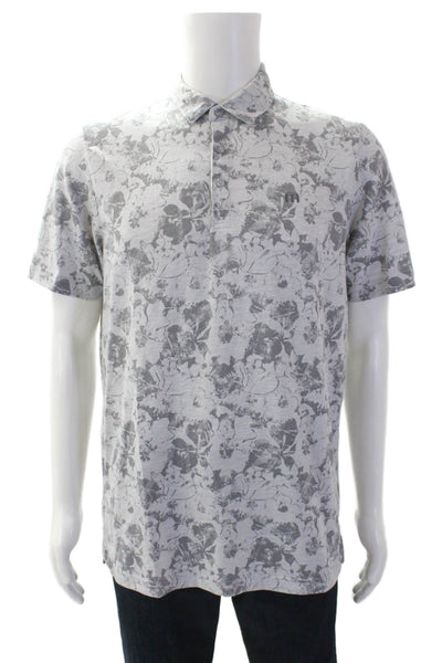 Travis Mathew Mens Cotton Short Sleeve V-neck Camo Print Polo Top Gray Size M