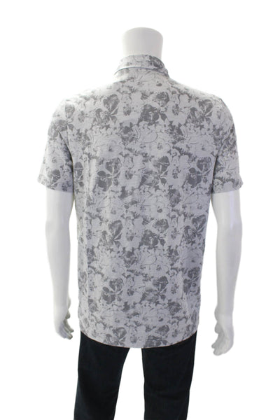 Travis Mathew Mens Cotton Short Sleeve V-neck Camo Print Polo Top Gray Size M