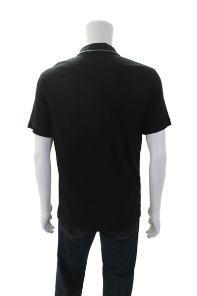 Banana Republic Mens Textured V-Neck Short Sleeve Polo Shirt Black Size M