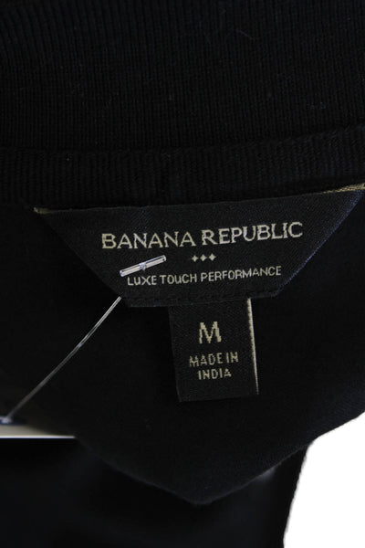 Banana Republic Mens Textured V-Neck Short Sleeve Polo Shirt Black Size M