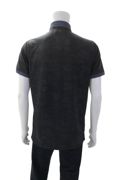 Greyson Mens Short Sleeve V-neck Button Polo Shirt Gray Size S
