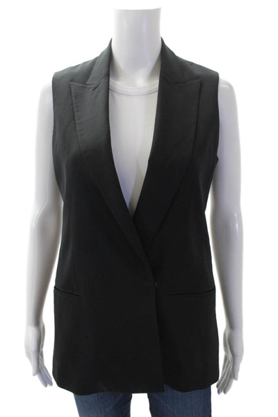 Theory Womens Textured Lined Collar Sleeveless Blazer Vest Black Size 04