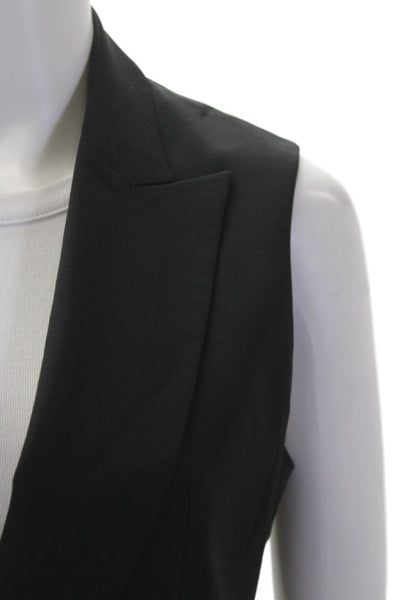 Theory Womens Textured Lined Collar Sleeveless Blazer Vest Black Size 04