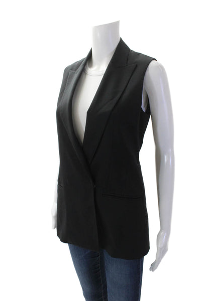 Theory Womens Textured Lined Collar Sleeveless Blazer Vest Black Size 04