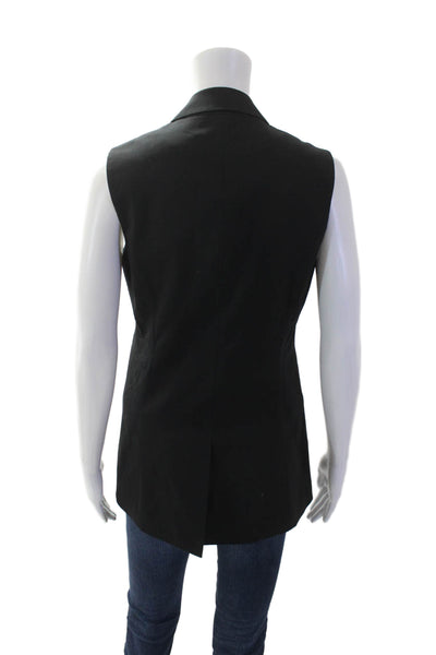 Theory Womens Textured Lined Collar Sleeveless Blazer Vest Black Size 04