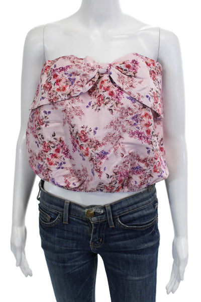 Cami NYC Womens Strapless Floral Linen Dedrah Top Primavera Pink Size Large