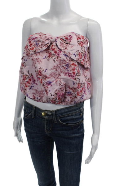 Cami NYC Womens Strapless Floral Linen Dedrah Top Primavera Pink Size Large