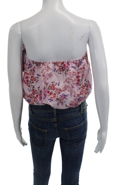 Cami NYC Womens Strapless Floral Linen Dedrah Top Primavera Pink Size Large