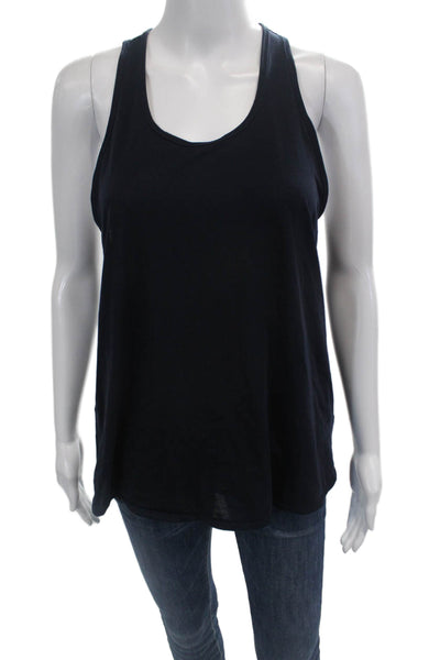 Athleta Womens Textured Sleeveless Criss Cross Casual Tank Top Navy Size S